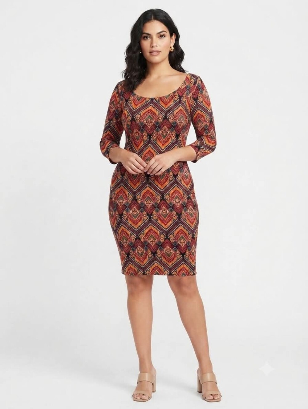 Charlotte Russe Dress Caged Strapy Back 3/4 Sleeve Size Small